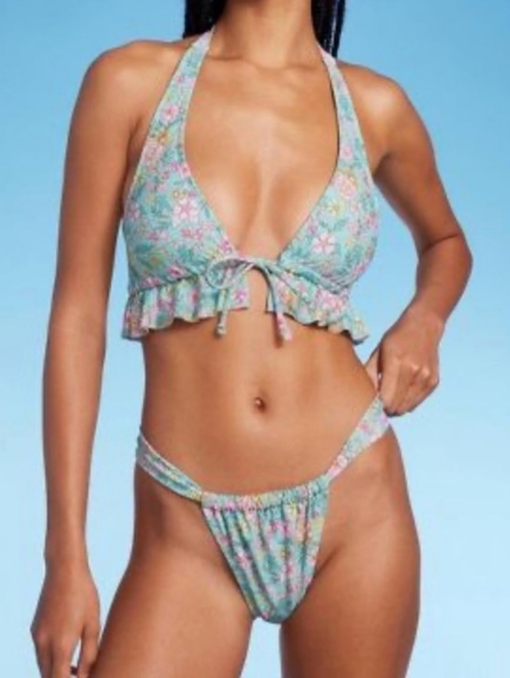 Wild Fable Low Rise High Leg Super Cheeky Bikini Bottom Size L